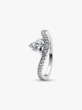 Pandora Wavy Pav�� Heart Ring